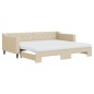 vidaXL Tagesbett Ausziehbar mit Matratzen Creme 90x200 cm Stoff vidaXL Tagesbett Ausziehbar mit Matratzen Creme 90x200 cm Stoff
