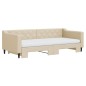 vidaXL Tagesbett Ausziehbar mit Matratzen Creme 90x200 cm Stoff vidaXL Tagesbett Ausziehbar mit Matratzen Creme 90x200 cm Stoff