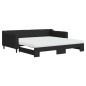 vidaXL Tagesbett Ausziehbar mit Matratzen Schwarz 100x200 cm Stoff vidaXL Tagesbett Ausziehbar mit Matratzen Schwarz 100x200 cm Stoff