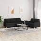 vidaXL 2-tlg. Sofagarnitur mit Kissen Schwarz Stoff vidaXL 2-tlg. Sofagarnitur mit Kissen Schwarz Stoff