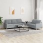 vidaXL 2-tlg. Sofagarnitur mit Kissen Hellgrau Stoff vidaXL 2-tlg. Sofagarnitur mit Kissen Hellgrau Stoff