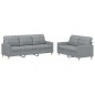 vidaXL 2-tlg. Sofagarnitur mit Kissen Hellgrau Stoff vidaXL 2-tlg. Sofagarnitur mit Kissen Hellgrau Stoff