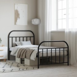 vidaXL Bettgestell mit Kopf- und Fußteil Metall Schwarz 107x203 cm