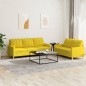 vidaXL 2-tlg. Sofagarnitur mit Kissen Hellgelb Stoff vidaXL 2-tlg. Sofagarnitur mit Kissen Hellgelb Stoff