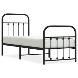vidaXL Bettgestell mit Kopf- und Fußteil Metall Schwarz 75x190 cm