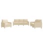 vidaXL 3-tlg. Sofagarnitur mit Kissen Creme Stoff vidaXL 3-tlg. Sofagarnitur mit Kissen Creme Stoff
