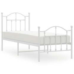 vidaXL Bettgestell mit Kopf- und Fußteil Metall Weiß 75x190 cm