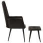 vidaXL Ohrensessel mit Hocker Schwarz Echtleder vidaXL Ohrensessel mit Hocker Schwarz Echtleder
