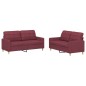 vidaXL 2-tlg. Sofagarnitur mit Kissen Weinrot Stoff vidaXL 2-tlg. Sofagarnitur mit Kissen Weinrot Stoff