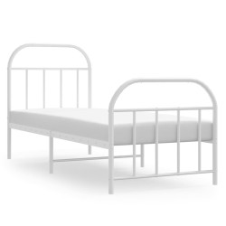 vidaXL Bettgestell mit Kopf- und Fußteil Metall Weiß 75x190 cm