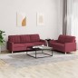 vidaXL 2-tlg. Sofagarnitur mit Kissen Weinrot Stoff vidaXL 2-tlg. Sofagarnitur mit Kissen Weinrot Stoff