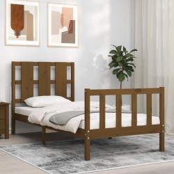 Bettrahmen mit Kopfteil Honigbraun 90x190 cm Massivholz