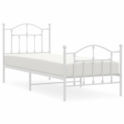 vidaXL Bettgestell mit Kopf- und Fußteil Metall Weiß 80x200 cm