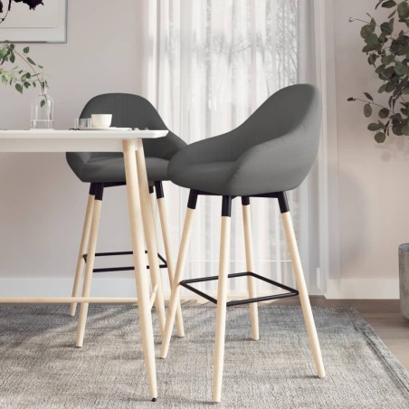 Barhocker 2 Stk. Dunkelgrau Stoff