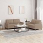 vidaXL 2-tlg. Sofagarnitur mit Kissen Cappuccino-Braun Kunstleder vidaXL 2-tlg. Sofagarnitur mit Kissen Cappuccino-Braun Kunstleder