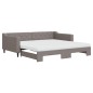 vidaXL Tagesbett Ausziehbar mit Matratzen Taupe 100x200 cm Stoff vidaXL Tagesbett Ausziehbar mit Matratzen Taupe 100x200 cm Stoff
