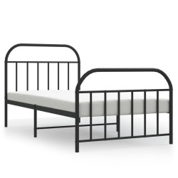 vidaXL Bettgestell mit Kopf- und Fußteil Metall Schwarz 100x190 cm