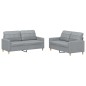 vidaXL 2-tlg. Sofagarnitur mit Kissen Hellgrau Stoff vidaXL 2-tlg. Sofagarnitur mit Kissen Hellgrau Stoff