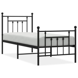 vidaXL Bettgestell mit Kopf- und Fußteil Metall Schwarz 75x190 cm