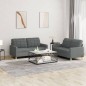 vidaXL 2-tlg. Sofagarnitur mit Kissen Dunkelgrau Stoff vidaXL 2-tlg. Sofagarnitur mit Kissen Dunkelgrau Stoff
