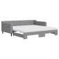 vidaXL Tagesbett Ausziehbar mit Matratze Hellgrau 100x200 cm Stoff vidaXL Tagesbett Ausziehbar mit Matratze Hellgrau 100x200 cm Stoff