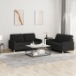 vidaXL 2-tlg. Sofagarnitur mit Kissen Schwarz Stoff vidaXL 2-tlg. Sofagarnitur mit Kissen Schwarz Stoff