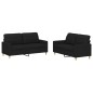 vidaXL 2-tlg. Sofagarnitur mit Kissen Schwarz Stoff vidaXL 2-tlg. Sofagarnitur mit Kissen Schwarz Stoff