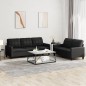 vidaXL 2-tlg. Sofagarnitur mit Kissen Schwarz Kunstleder vidaXL 2-tlg. Sofagarnitur mit Kissen Schwarz Kunstleder