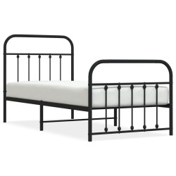 vidaXL Bettgestell mit Kopf- und Fußteil Metall Schwarz 80x200 cm