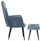 Sessel mit Hocker Blau Denim Patchwork Canvas Sessel mit Hocker Blau Denim Patchwork Canvas