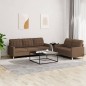 vidaXL 2-tlg. Sofagarnitur mit Kissen Braun Stoff vidaXL 2-tlg. Sofagarnitur mit Kissen Braun Stoff