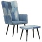 Sessel mit Hocker Blau Denim Patchwork Canvas Sessel mit Hocker Blau Denim Patchwork Canvas