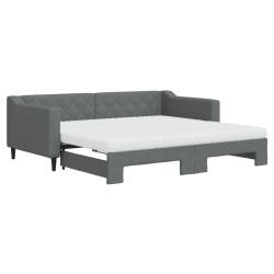 vidaXL Tagesbett Ausziehbar mit Matratzen Dunkelgrau 90x190 cm Stoff