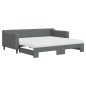 vidaXL Tagesbett Ausziehbar mit Matratzen Dunkelgrau 90x190 cm Stoff vidaXL Tagesbett Ausziehbar mit Matratzen Dunkelgrau 90x190 cm Stoff