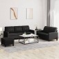 vidaXL 3-tlg. Sofagarnitur mit Kissen Schwarz Kunstleder vidaXL 3-tlg. Sofagarnitur mit Kissen Schwarz Kunstleder