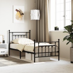 vidaXL Bettgestell mit Kopf- und Fußteil Metall Schwarz 90x190 cm