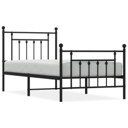 vidaXL Bettgestell mit Kopf- und Fußteil Metall Schwarz 90x190 cm