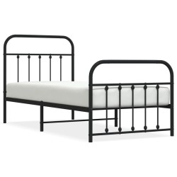vidaXL Bettgestell mit Kopf- und Fußteil Metall Schwarz 90x200 cm