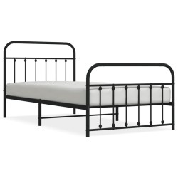 vidaXL Bettgestell mit Kopf- und Fußteil Metall Schwarz 107x203 cm
