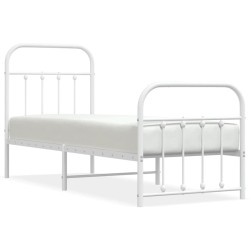 vidaXL Bettgestell mit Kopf- und Fußteil Metall Weiß 75x190 cm