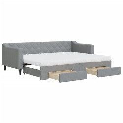 vidaXL Tagesbett Ausziehbar mit Schubladen Hellgrau 80x200 cm Stoff