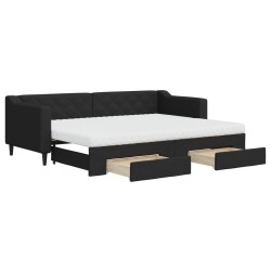 vidaXL Tagesbett Ausziehbar mit Schubladen Schwarz 80x200 cm Stoff