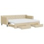 vidaXL Tagesbett Ausziehbar mit Schubladen Creme 80x200 cm Stoff vidaXL Tagesbett Ausziehbar mit Schubladen Creme 80x200 cm Stoff