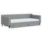 vidaXL Tagesbett Ausziehbar mit Schubladen Hellgrau 90x200 cm Stoff vidaXL Tagesbett Ausziehbar mit Schubladen Hellgrau 90x200 cm Stoff