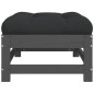 vidaXL Gartenhocker mit Kissen Grau Massivholz Kiefer vidaXL Gartenhocker mit Kissen Grau Massivholz Kiefer