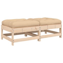 vidaXL Gartenhocker mit Kissen 2 Stk. Massivholz Kiefer