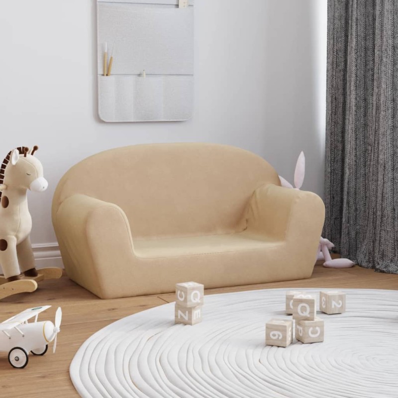 Kindersofa 2-Sitzer Creme Weich Plüsch Kindersofa 2-Sitzer Creme Weich Plüsch
