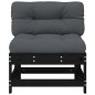 vidaXL Mittelsofa mit Kissen Schwarz Massivholz Kiefer vidaXL Mittelsofa mit Kissen Schwarz Massivholz Kiefer