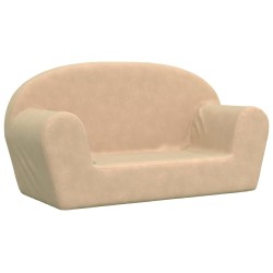 Kindersofa 2-Sitzer Creme Weich Plüsch