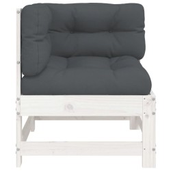 vidaXL Ecksofa mit Kissen Weiß Massivholz Kiefer